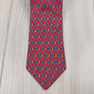Brooks Brothers Makers Necktie Tie Mens Red Geometric Diamonds‎ Made in the USA